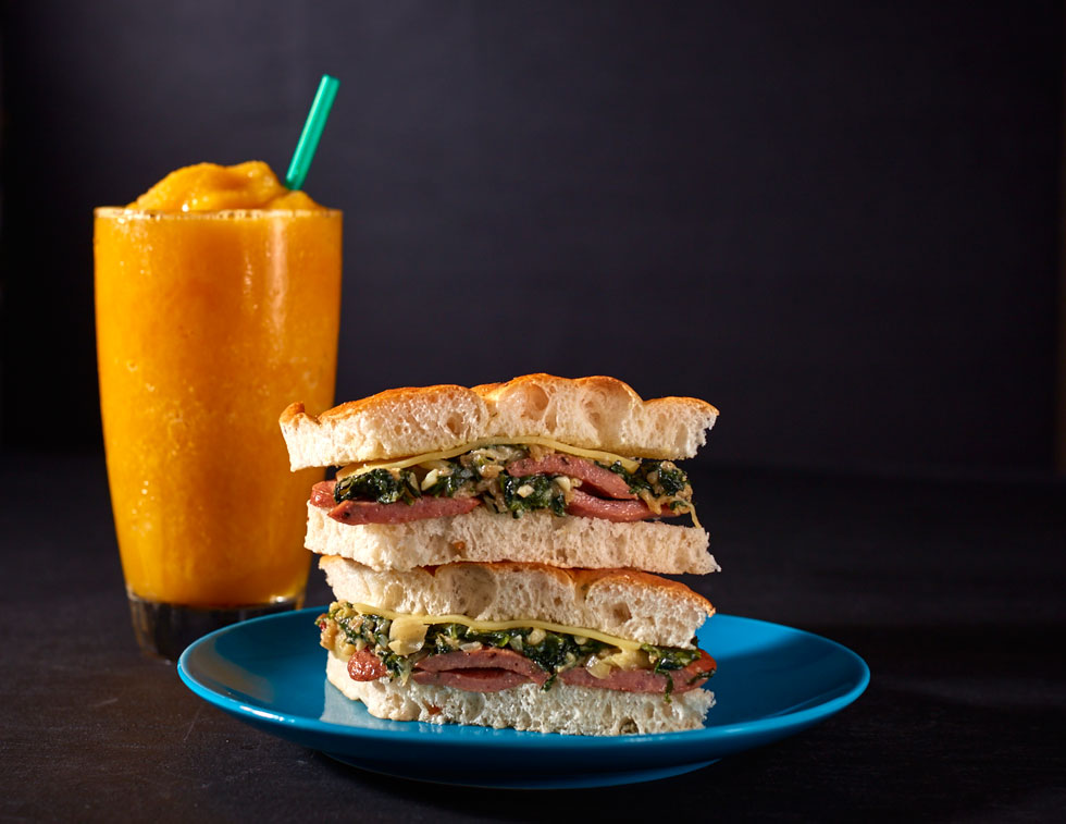 Sausage-&-Spinach-on-Focaccia-Bread