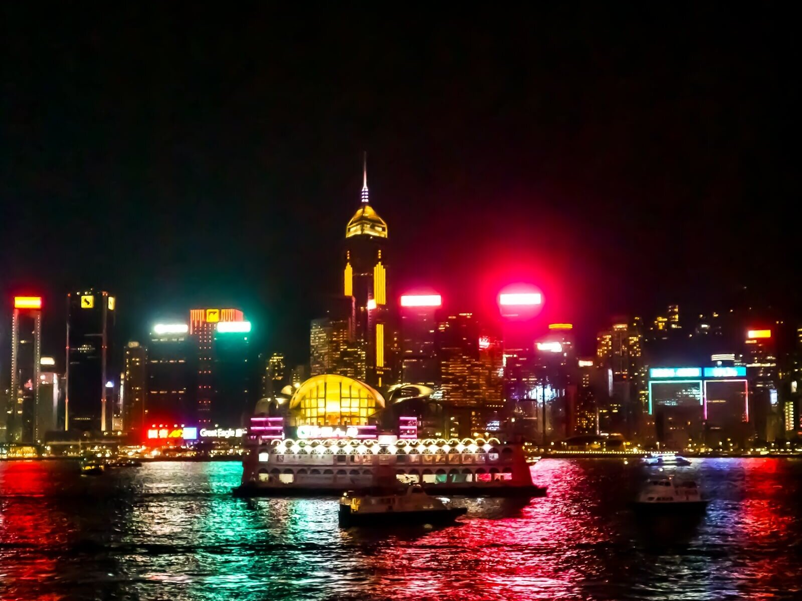 hong kong night city victoria harhour