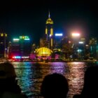 hong kong city night victoria harbor